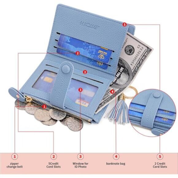 Womens Wallet Small, Card Holder Blue - Picture 2 of 7